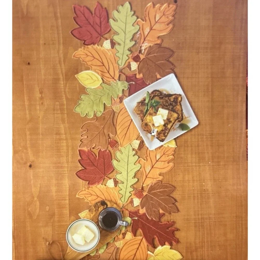 Celebrate Fall Together Autumn Fall Leaf Cut Out Table Runner 13
